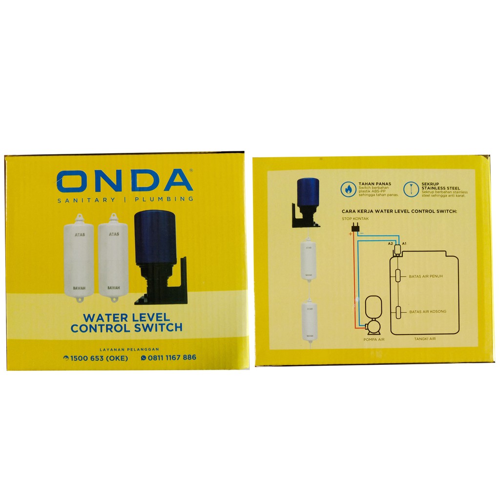 ONDA Water Level Control Switch Pengontrol Permukaan Air Pelampung Otomatis Toren Radar Tandon