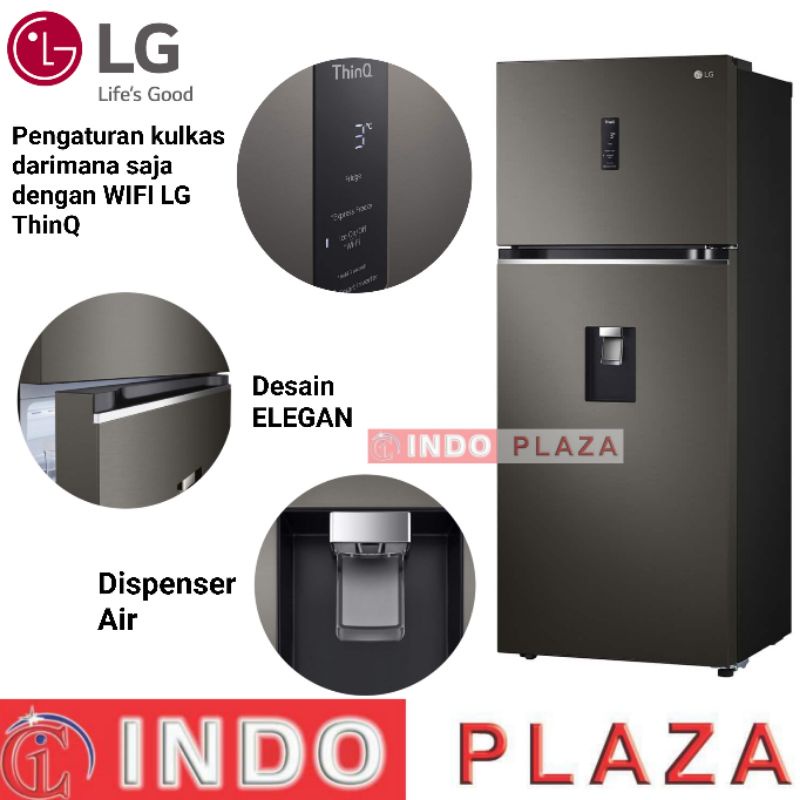 KULKAS LG 2 PINTU INVERTER GNF-372PXAK / 392PXAK DISPENSER AIR + WIFI Smart ThinQ