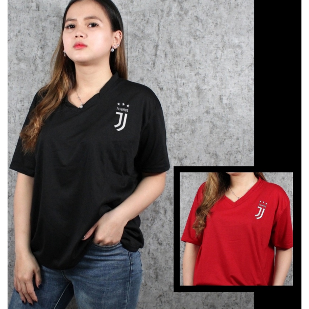 Kaos Vneck Wanita Juve / Kaos Wanita Jumbo / Kaos Vneck Jumbo