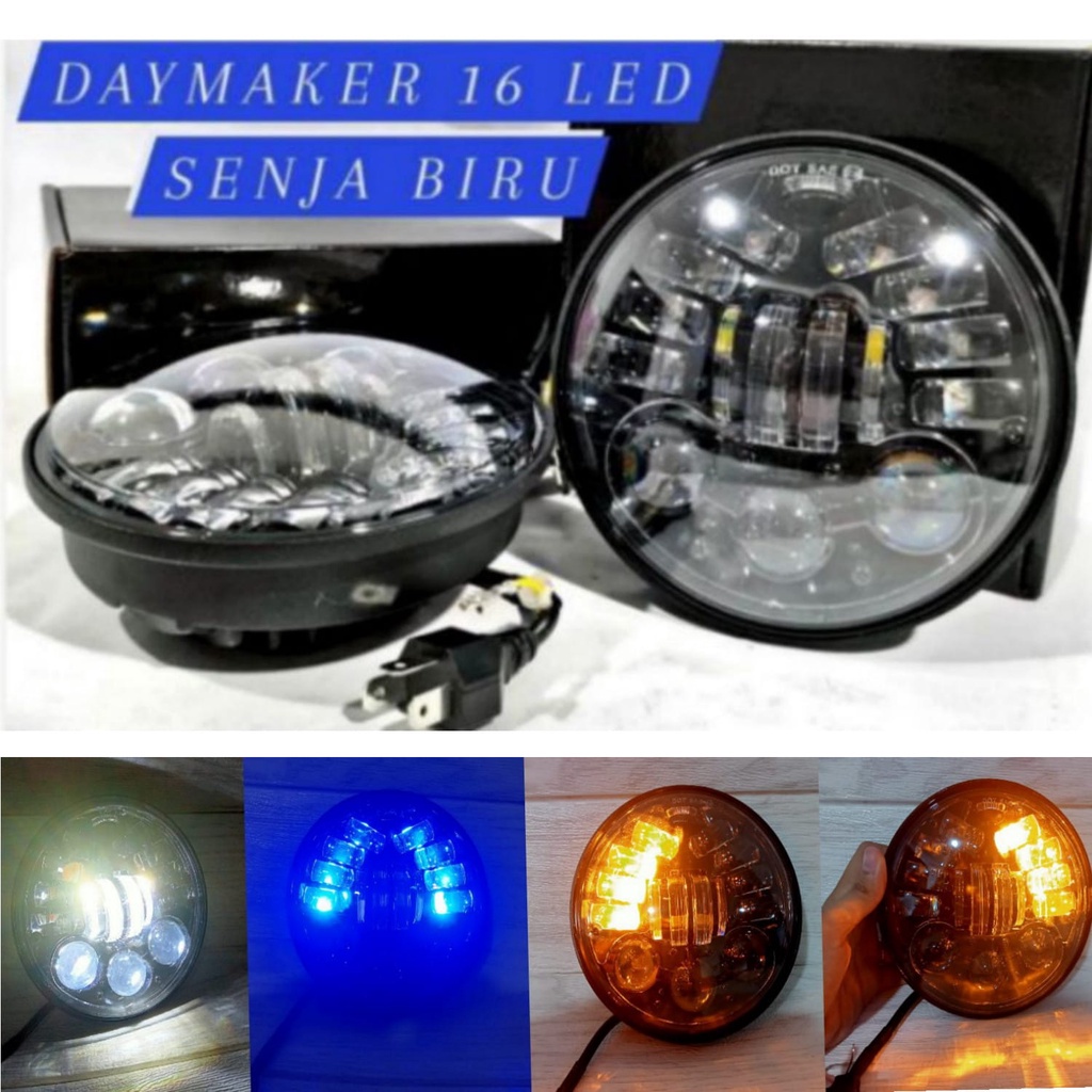 Daymaker 16 LED 5.75 inch lampu senja biru