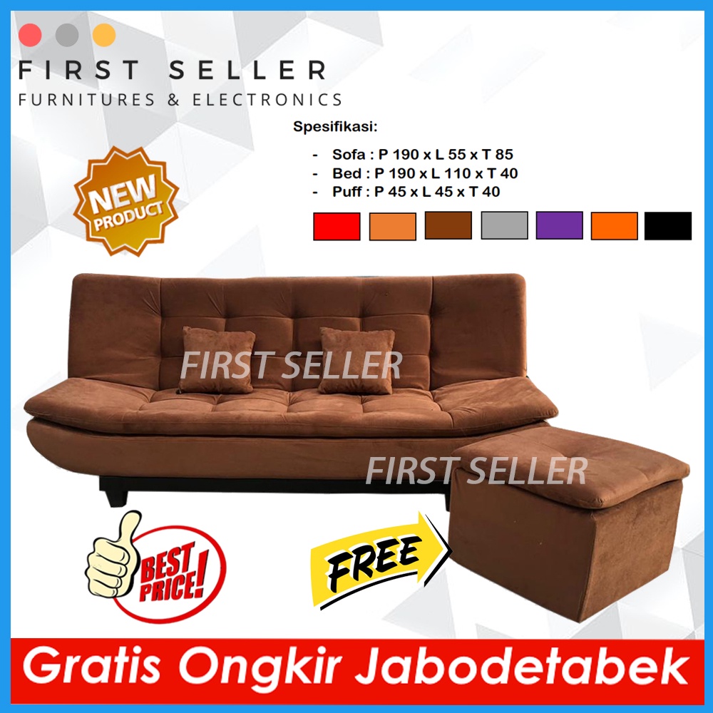 [FREE ONGKIR + PUFF] SOFABED FLUSH TOP / SOFA BED JASMINE PILLOW TOP SUPER NYAMAN MINIMALIS ORIGINAL