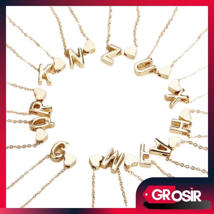 Grosir - K480 (N - Z) Kalung Huruf Love Kecil Stainless / Fashion Style / Set Perhiasan Wanita