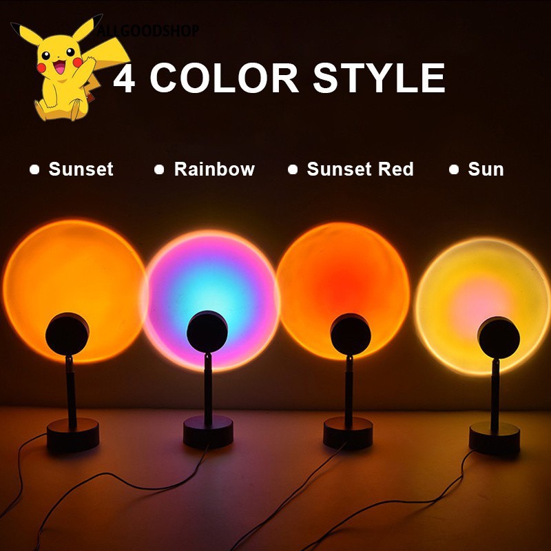 SUNSET LAMP LED Motif Lampu Tidur Proyektor Atmosphere Lamp Night Light Lamp Holder