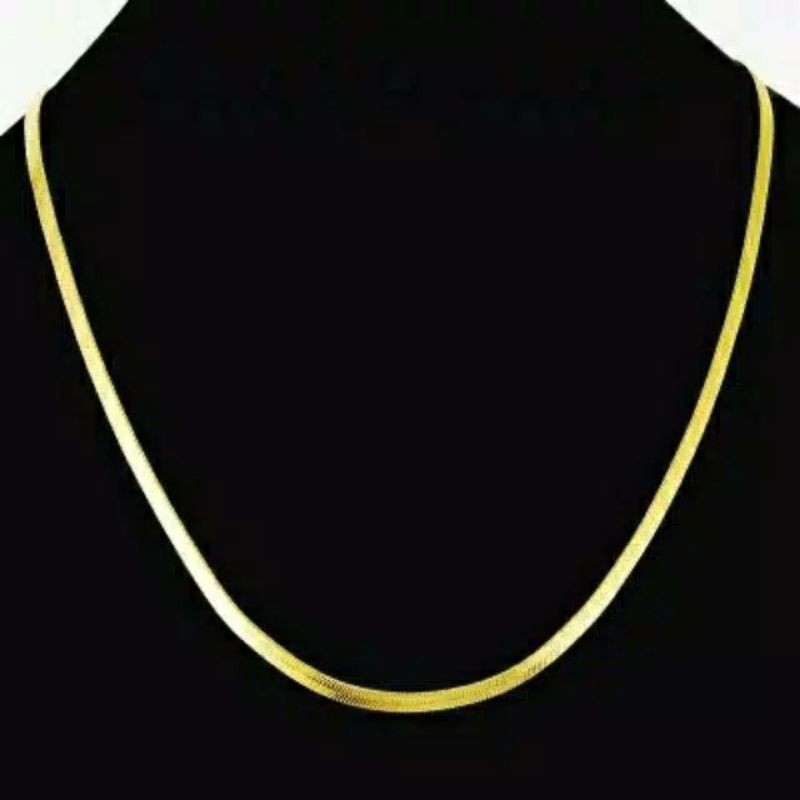 Kalung fashion titanium pipih rata pipih tipis titanium emas silver antikarar selamanya