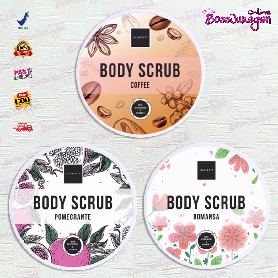 (BOSS) ( RA/POM/COFFEE) BODY SCRUB SCARLETT ROMANSA /POMEGRANTE - SCARLETT ROMANSA &amp; POMEGRANTE LULUR SCRUB