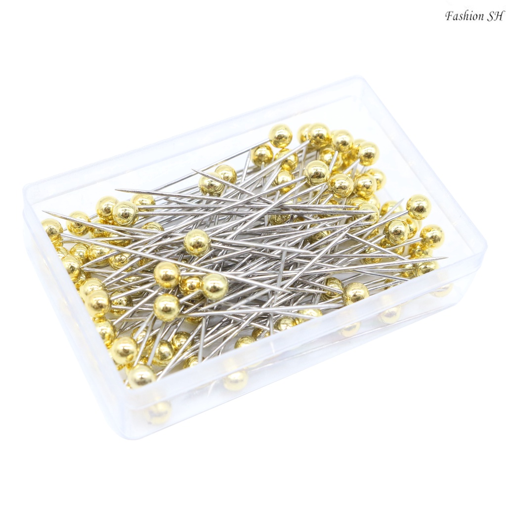 100pcs / Kotak Jarum Panjang Metalik Untuk Bros / Bandana / Syal M30106