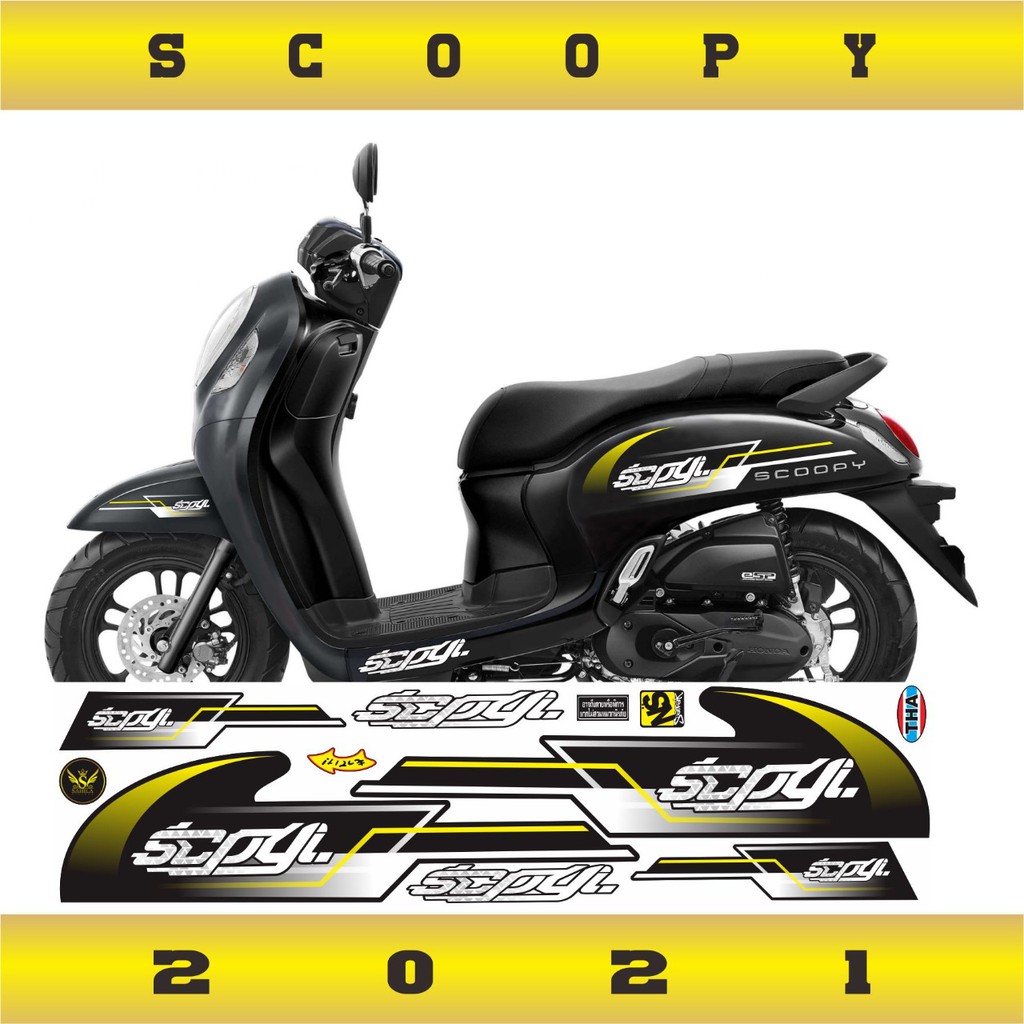 VARIASI STRIPING STICKER SCOOPY SIMPLE LIS 2021 KUNING #INDIGO01