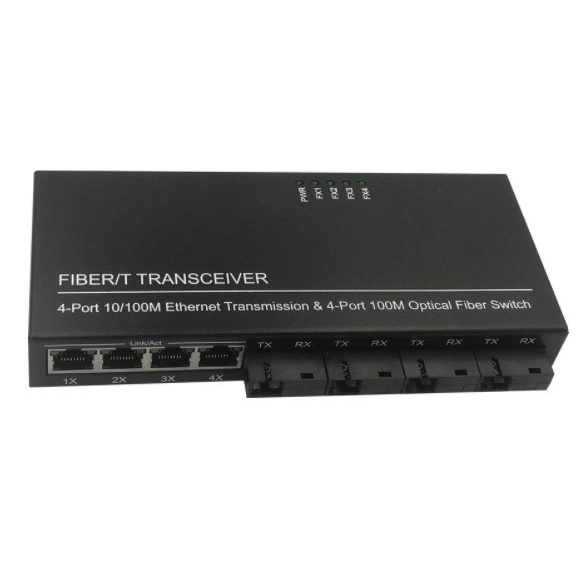 Media Converter Ethernet Fiber Switch 4 FO 4 LAN 100 Base-T|4 SC 4 LAN