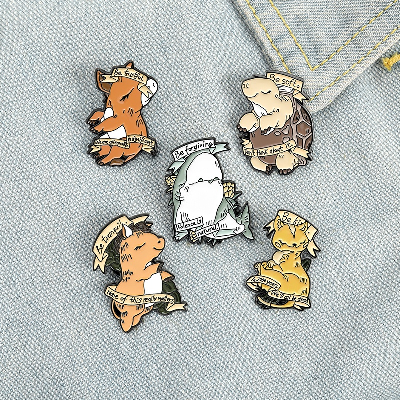 Bros Pin Enamel Desain Kartun Hewan Kurakura Kucing Untuk Anak