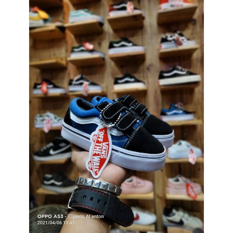 Sepatu Anak Vans Oldskool Kids Real Pict Blue Black Size 20 - 35