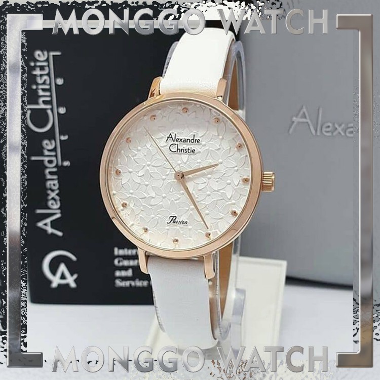Jam Tangan Wanita Alexandre Christie AC 2728 Rosegold White