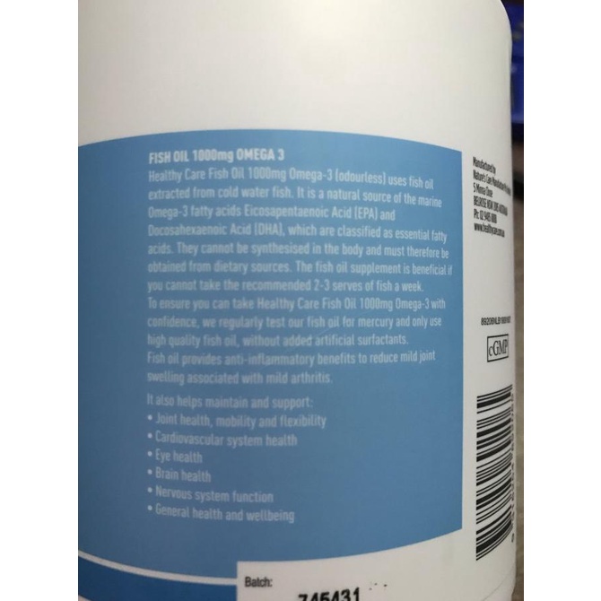 Healthy Care Australia Fish Oil 1000Mg Omega 3