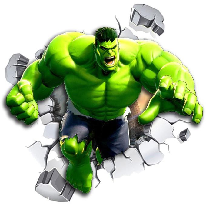 Stiker Dinding Wall Sticker 3D Hulk Superhero Marvel Resize