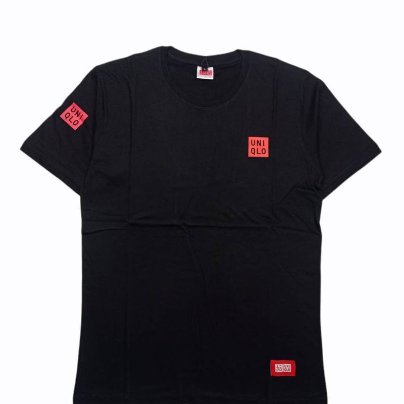 T-shirt black uniqlo logo / baju distro atasan terpopuler terlaris pakaian dewasa remaja pria wanita unisex-1
