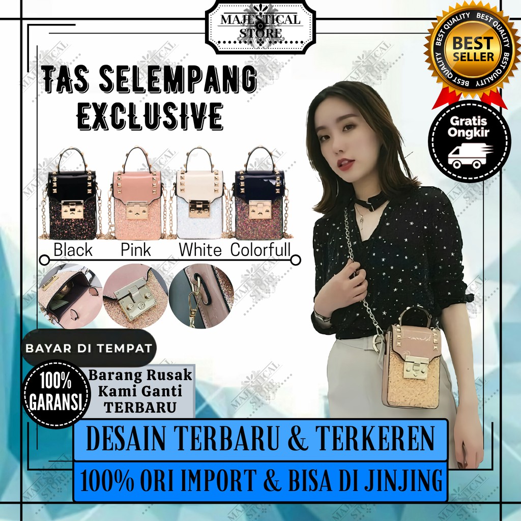 BN38EE Tas Pesta Kecil Mewah Selempang Wanita Tali Rantai Ponsel Slempang Hp Cewek Sling Phone Mini 