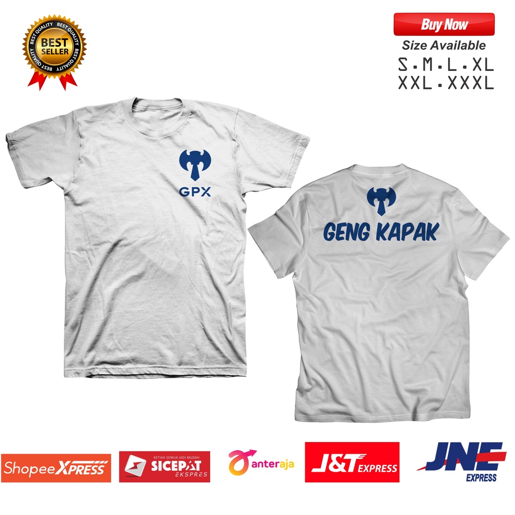Sale Tshirt Baju Kaos GPX / Kaos GENG KAPAK DEPAN BELAKANG / Kaos Distro / Kaos Pria / Kaos Wanita /