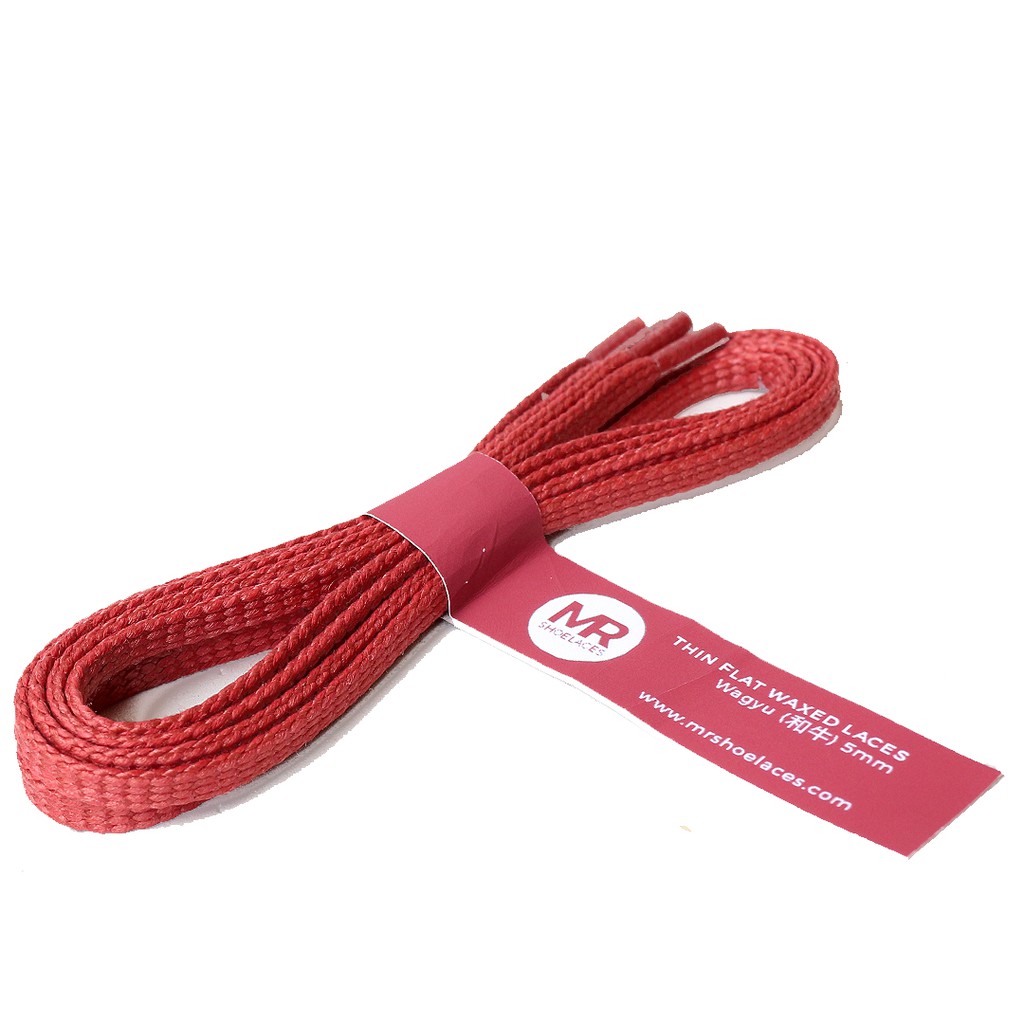 MR Shoelaces TH24 Wagyu (Merah Muda) Tali Sepatu Lilin Gepeng Thin 3-4mm (Waxed Laces) 50cm 80cm 100cm 120cm 150cm