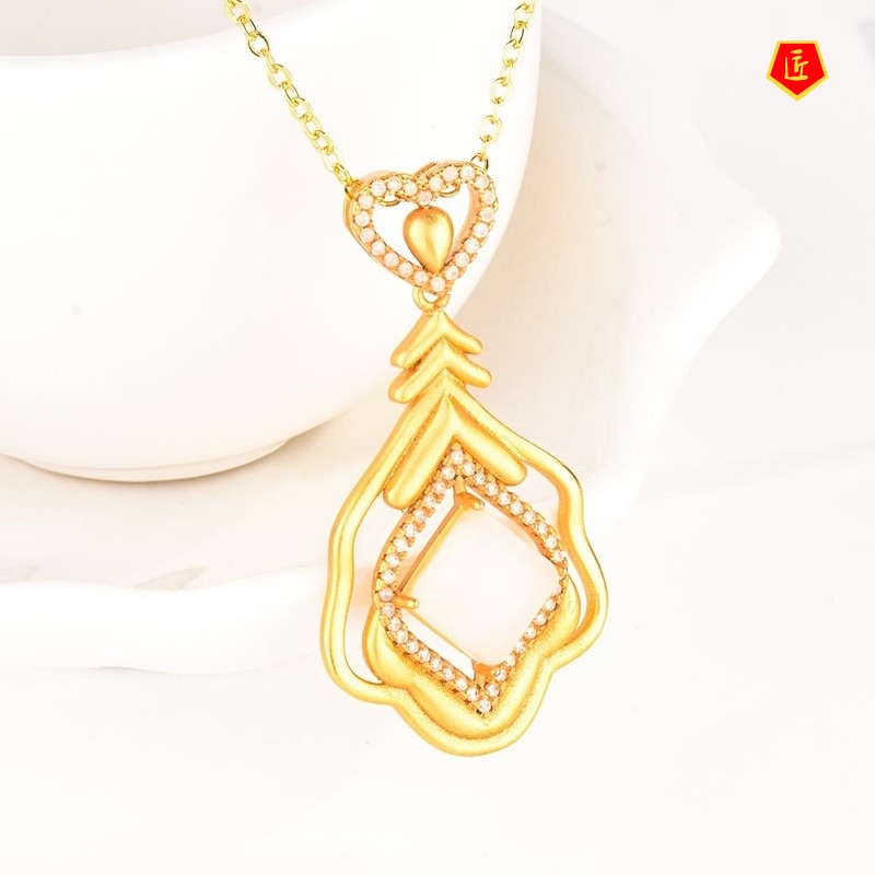 [Ready Stock]Square Hetian White Jade Love Pendant Elegant and Exquisite