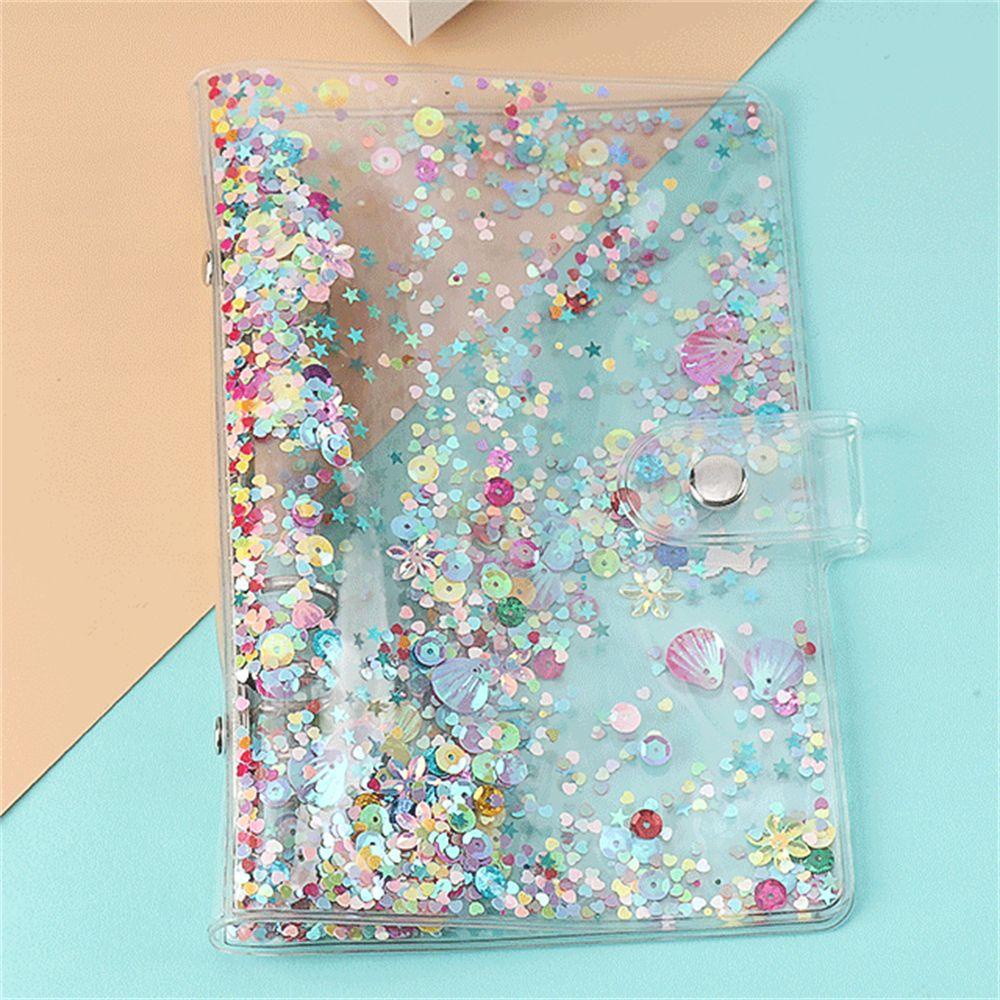 Agustinina Cover Notebook Transparan Perlengkapan Kantor Map Binder Planner Cover Jurnal Cover A5 A6 Glitter Sequin Cover