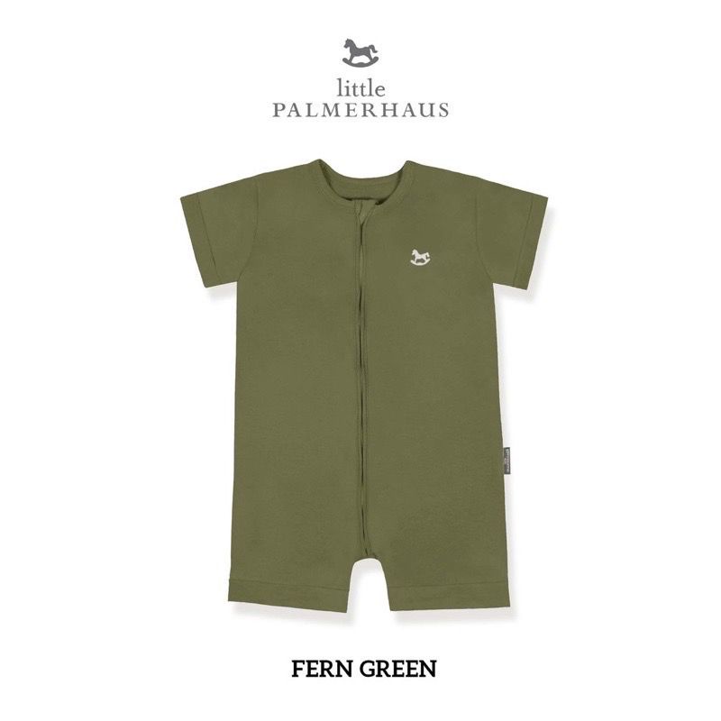 Little Palmerhaus Zippy Playsuit  Baju Pakaian Harian Bayi Bodysuit Jumpsuit Jumsuit Jamsuit Jamper Jumper Romper Zipper Lengan Pendek Buka Kaki Anak Bayi Laki Laki Perempuan Cowok Cewek New Born Baru Lahir 0 6 12 24 Bulan Palmerhouse-Fern Green