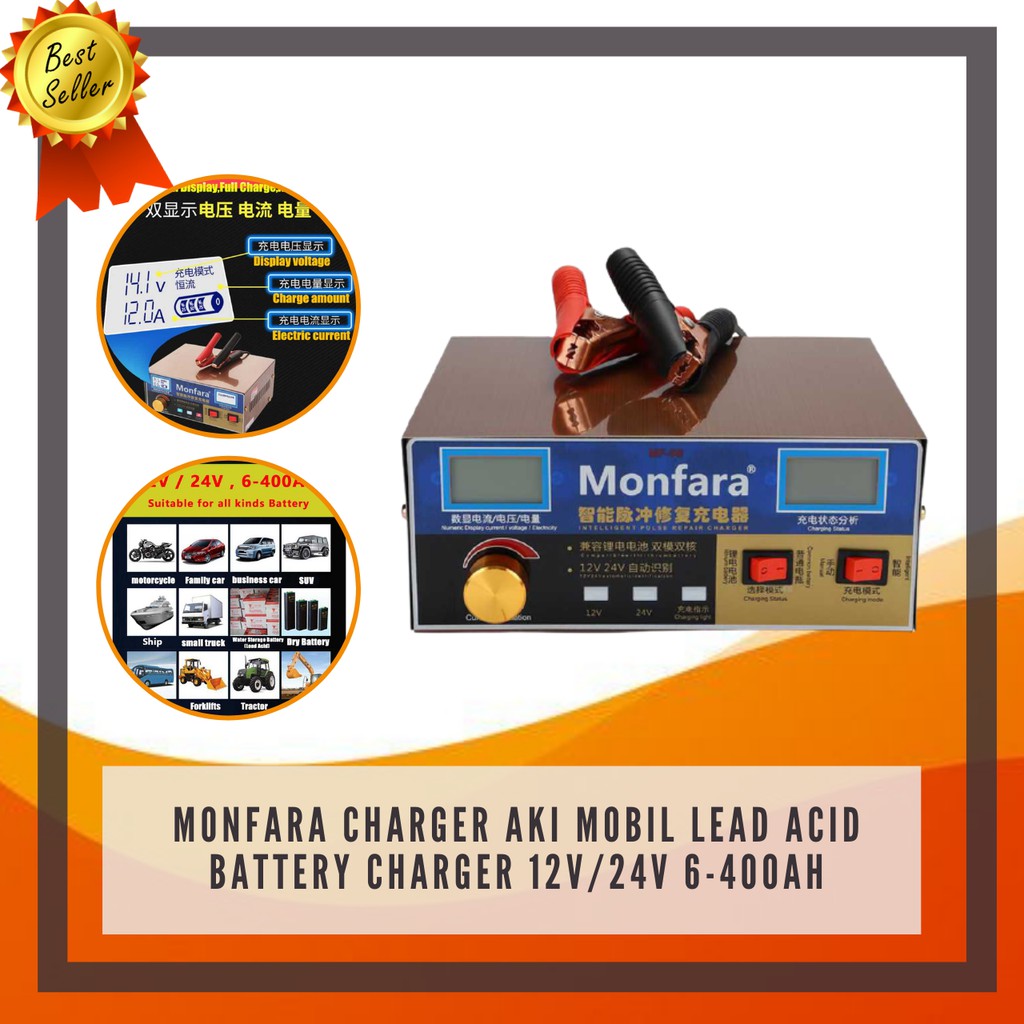 Charger Aki Mobil Lead Acid Battery Charger 12V/24V 6-400AH Charger Casan Aki Mobil Bus Truck Murah