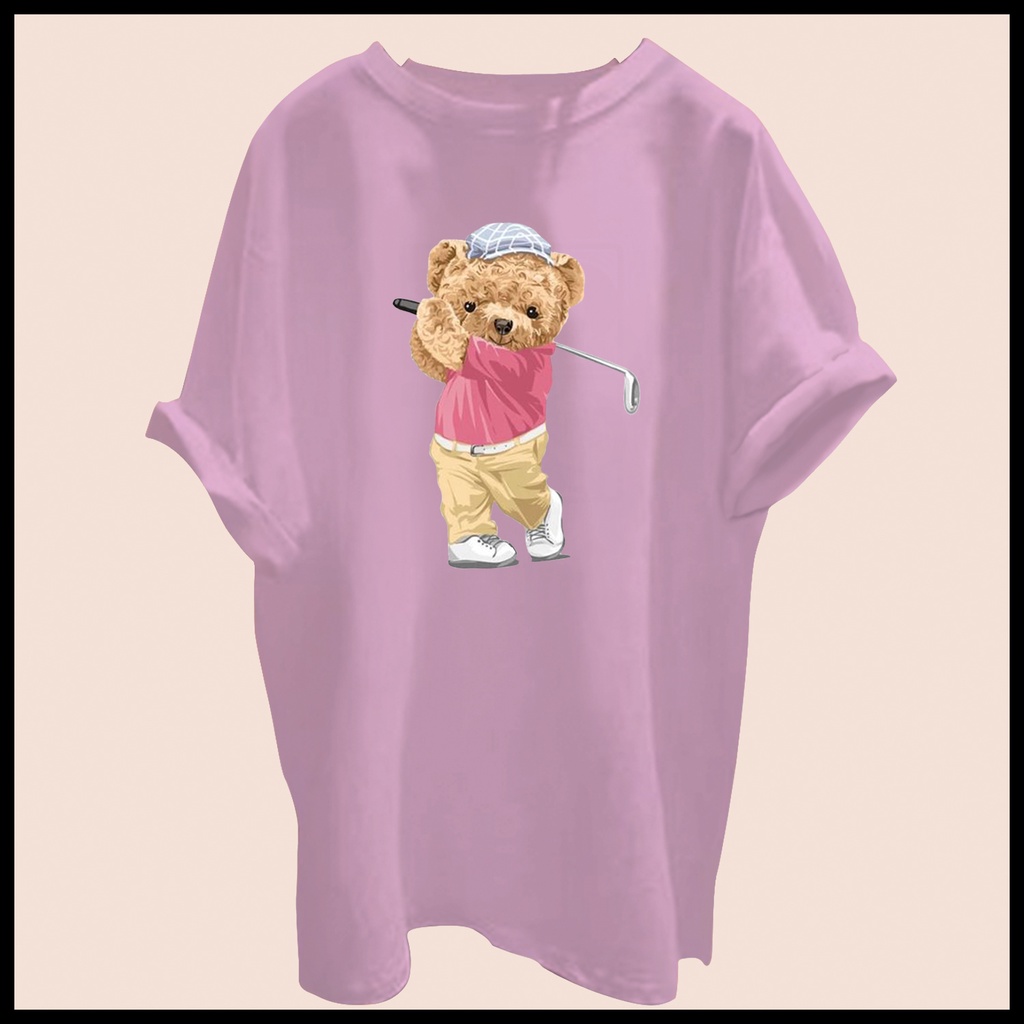 CALVIERO SHOP - BAJU KAOS ATASAN WANITA BEAR GOLF PRINT