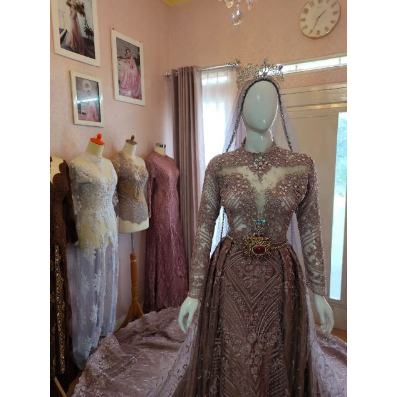 kebaya pengantin rosegold
