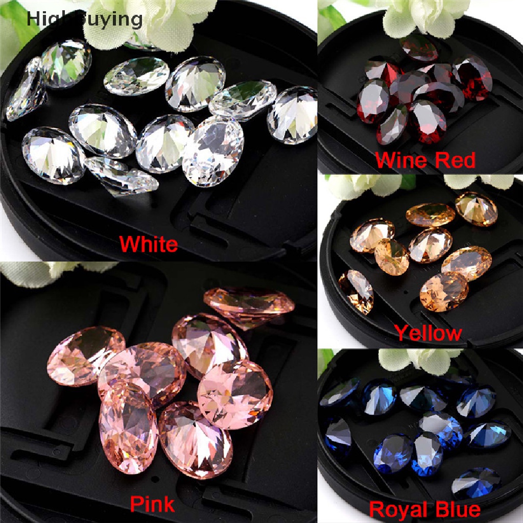 Hbid 10x14mm Batu Permata Zircon Bentuk Oval Handmade Untuk Hadiah