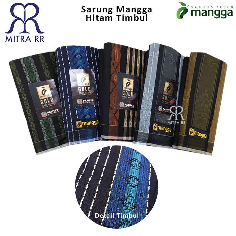 Sarung Mangga Gold Hitam Timbul Sarung Tenun Dewasa Hitam Satuan Grosir