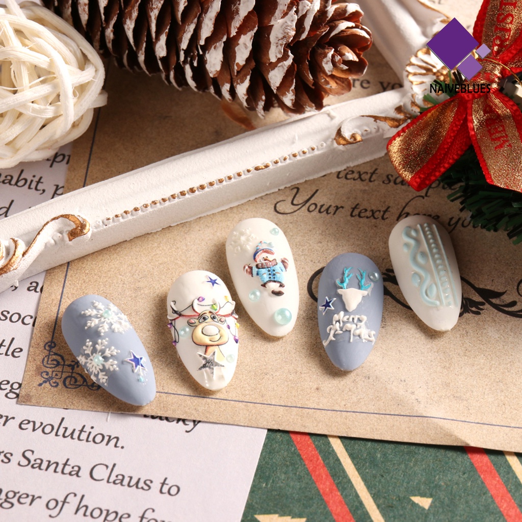 Naiveblue &gt; Stiker Kuku Motif Natal Tahan Air / Pudar Untuk Nail Art / Manicure DIY