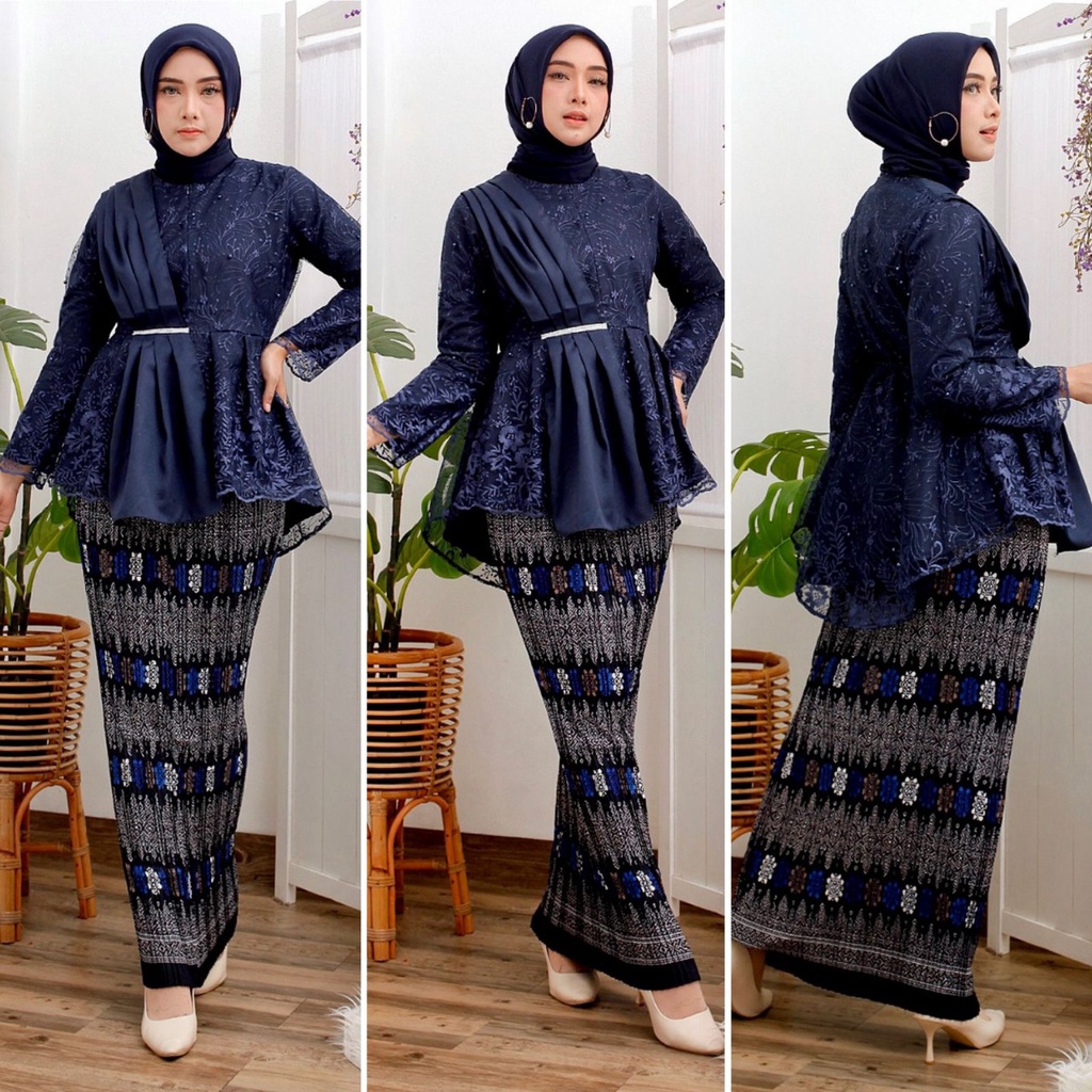 KEBAYA SELENDANG KEBAYA Busui MODERN KEBAYA BRUKAT MODERN KEBAYA WISUDA KEBAYA BRUKAT TILLE / Setelan Kebaya Rok Plisket Batik