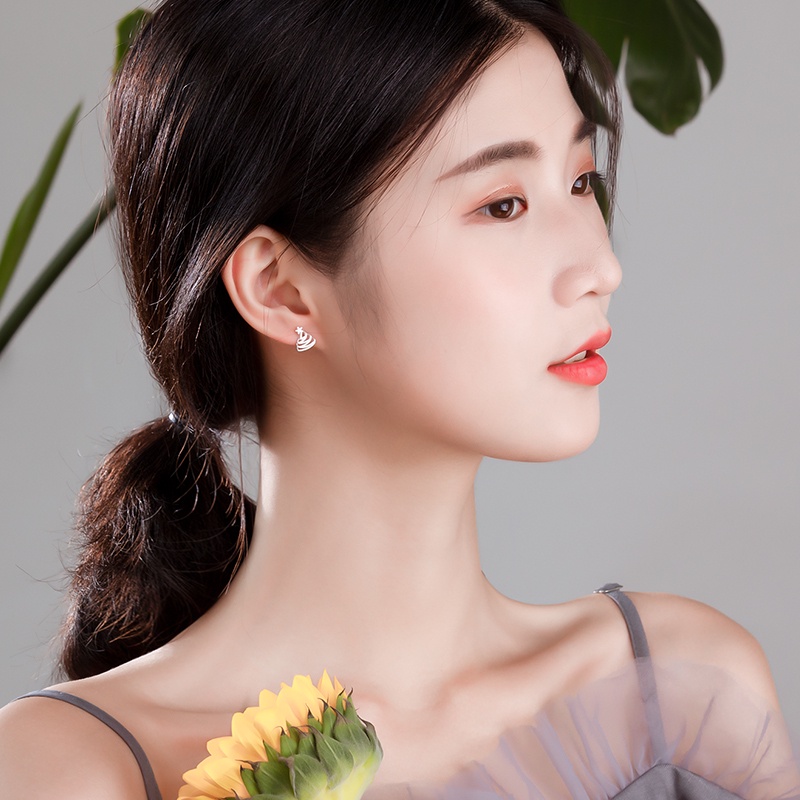 1 Pasang Anting Stud Desain Pohon Natal Mini Bahan S925 Silver Anti Alergi Untuk Hadiah