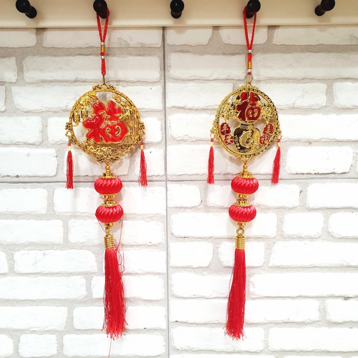 Dekorasi Gantungan Imlek Fu Emas 3 susun Dekorasi Lampion Petasan Harga Grosir Termurah