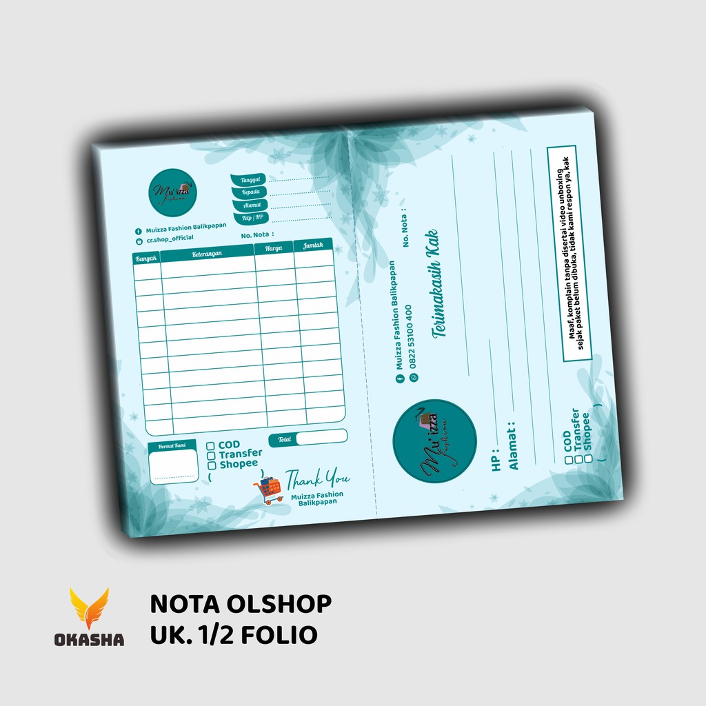 

Nota Olshop ukuran 1/2 Folio