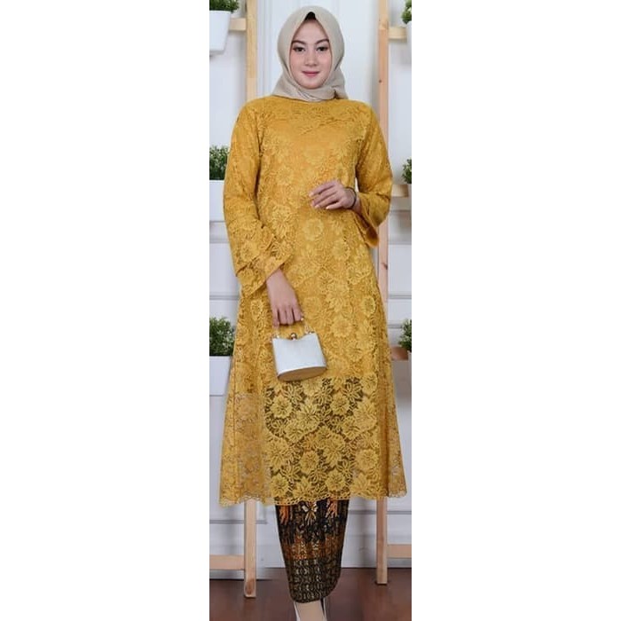 Kebaya Modern Atasan Tunik Brukat / Longcape Brokat Aneka Pilihan Warna