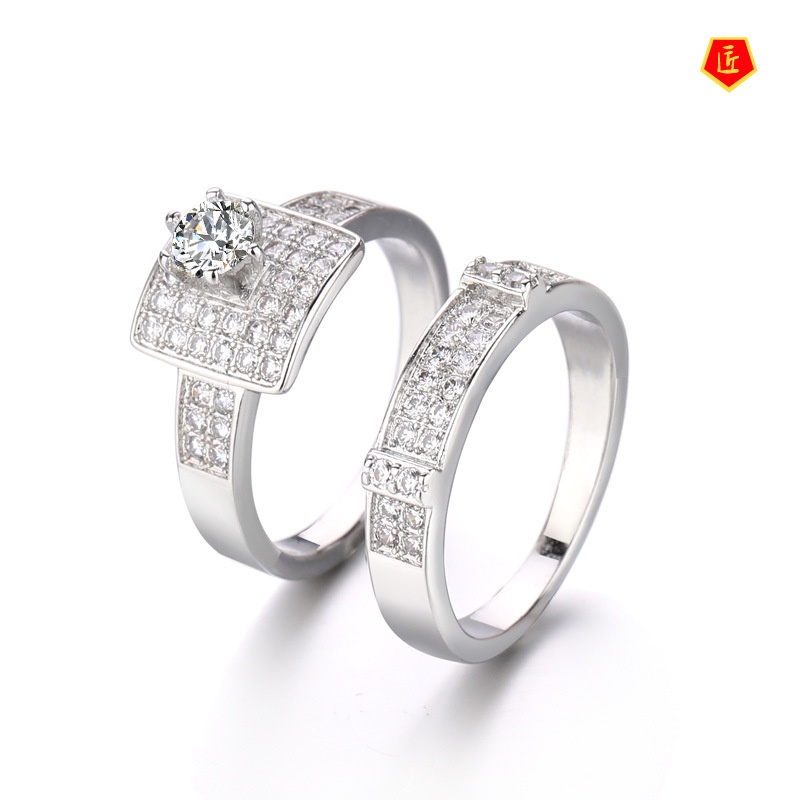 Set Cincin Full Berlian Imitasi Mewah Untuk Wanita