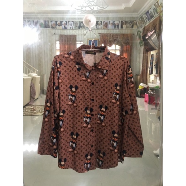 Kemeja / Baju Atasan Kekinian Micky Mouse Brand "Louis Vuitton"