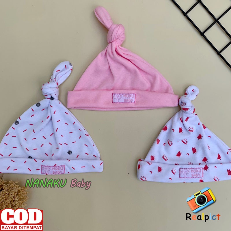 3 PCS Topi Bayi Kupluk Bayi Baru Lahir Kupluk Newborn Serian Pink Anababy