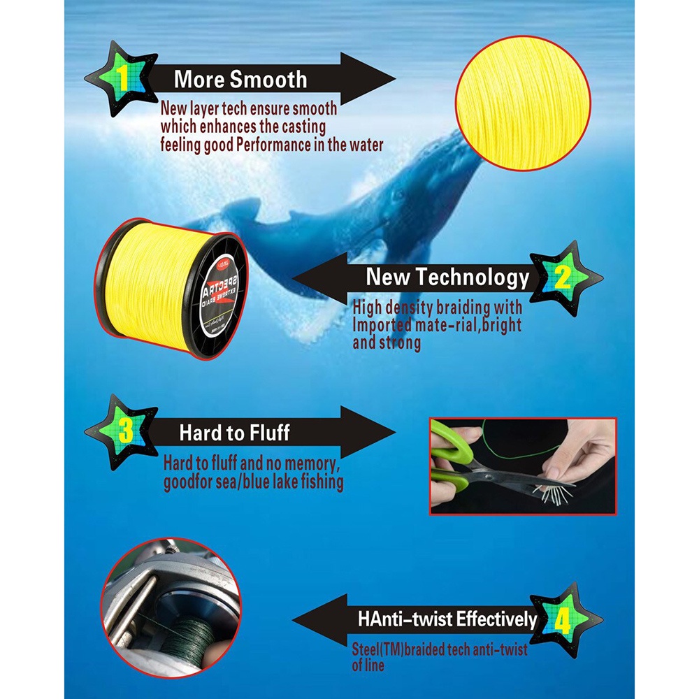 Senar Benang Tali Pancing Extreme Braid Line 0.4 300 Meter - Abu abu