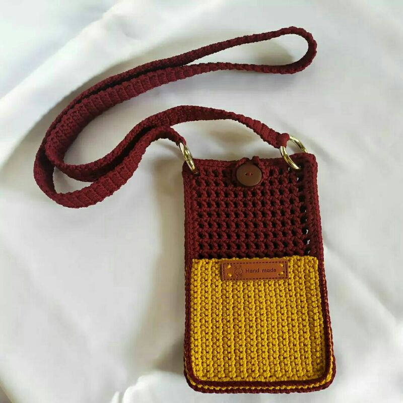 Tas Hp rajut handmade Tas Hp Tas selempang wanita Tas rajut