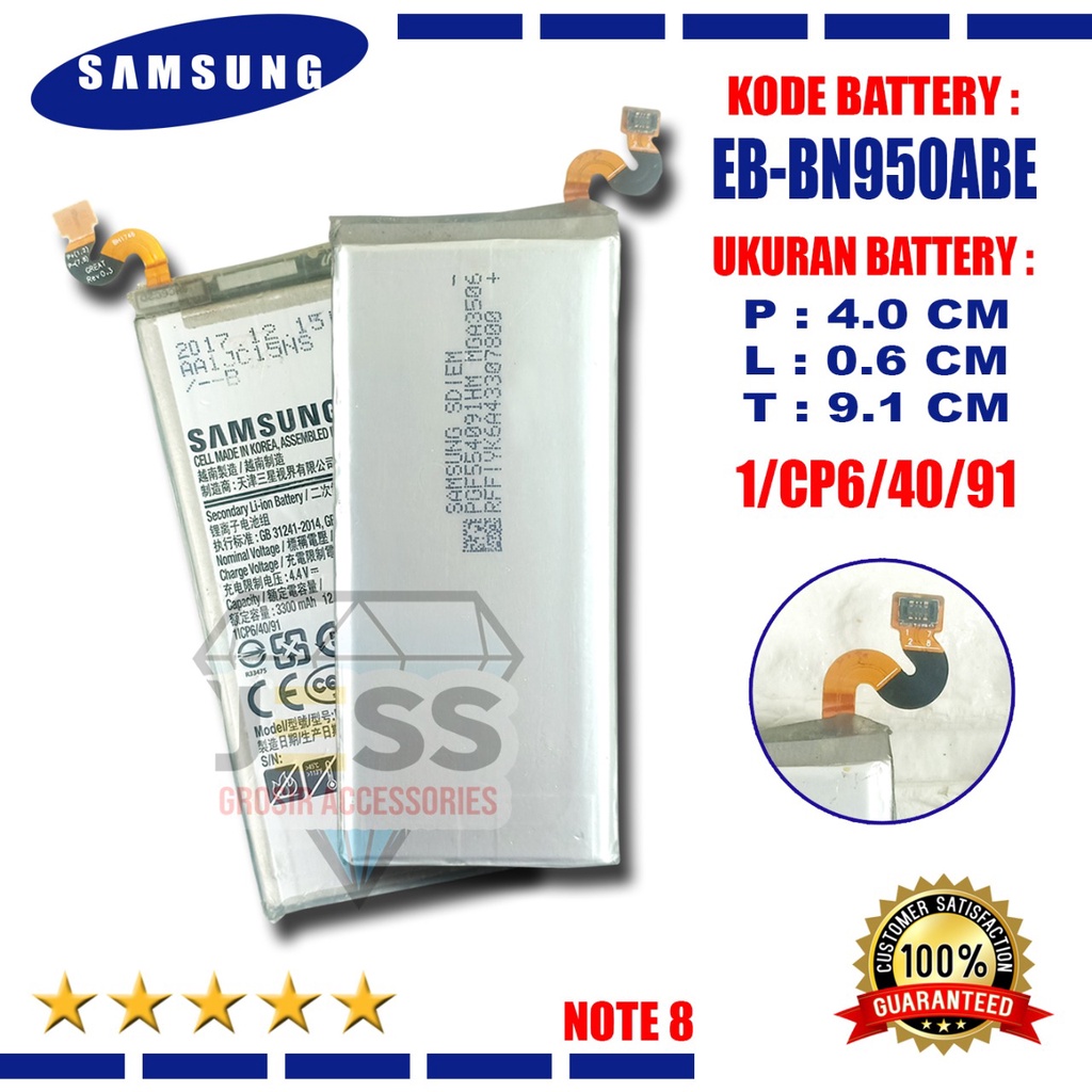 Baterai Battery Original SAMSUNG Galaxy Note 8 &amp; N9500 &amp; N9508 &amp; N950 &amp; SM-N950F Kode Batre EB-BN950ABE