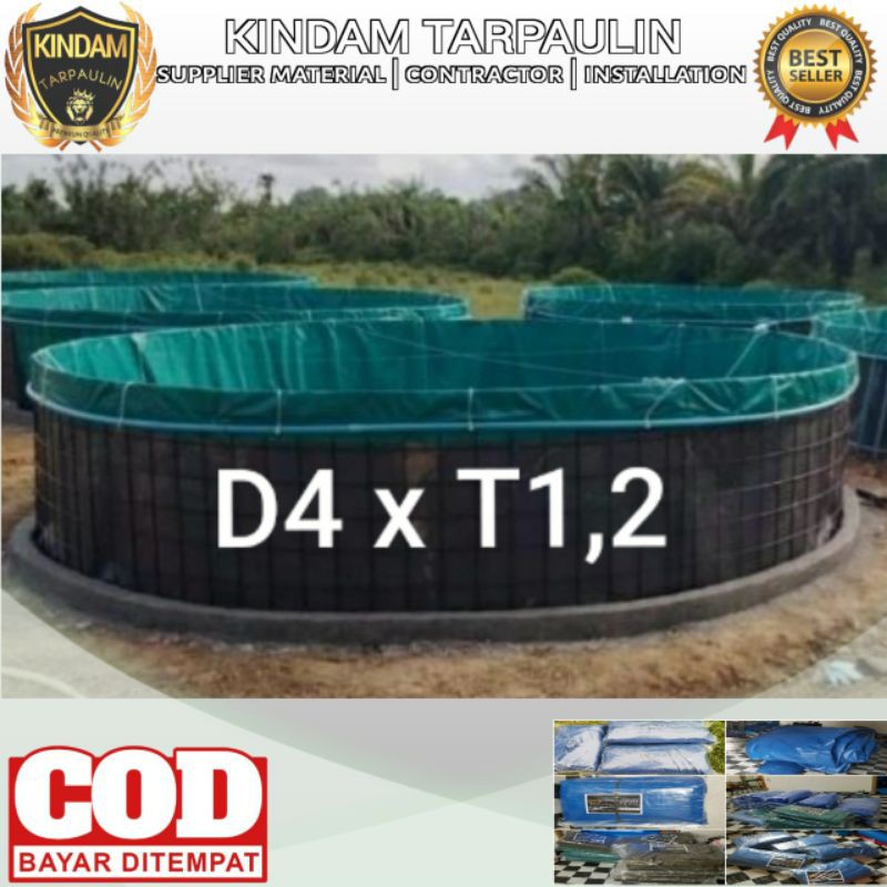 Kolam Terpal Bulat D4 x T1,2 SEMI KARET | Terpal Kolam MURAH