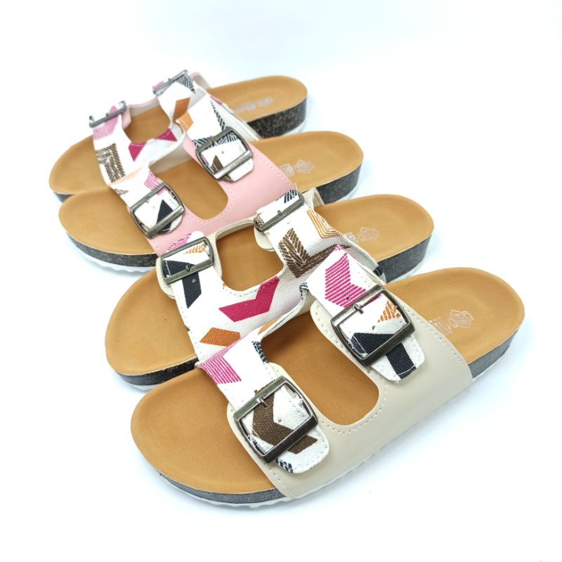 Sandal Wanita Casual Sendal Selop Puyuh Birken Model Ban Dua Motif Andis AF15