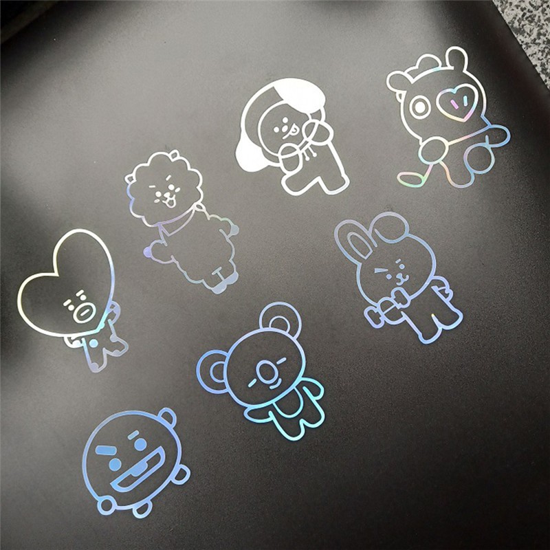 KPOP BTS Stiker J-HOPE JIMIN V JIN untuk Telepon Dinding dengan Bahan Mudah Dilepas Gambar Kartun