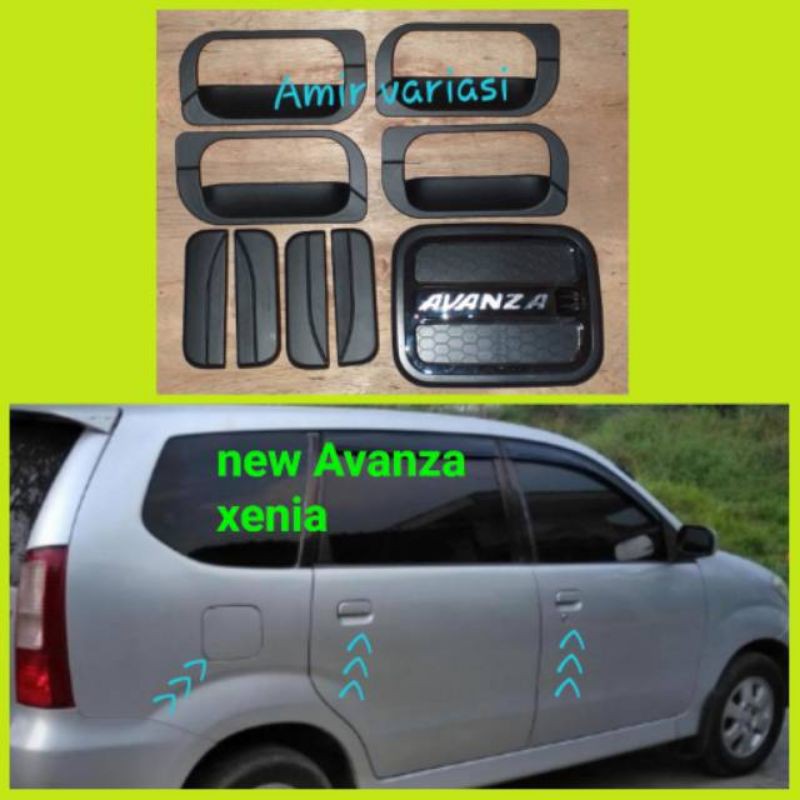 Paket Garnish lampu Outer handle + tank cover New Avanza hitam chrome