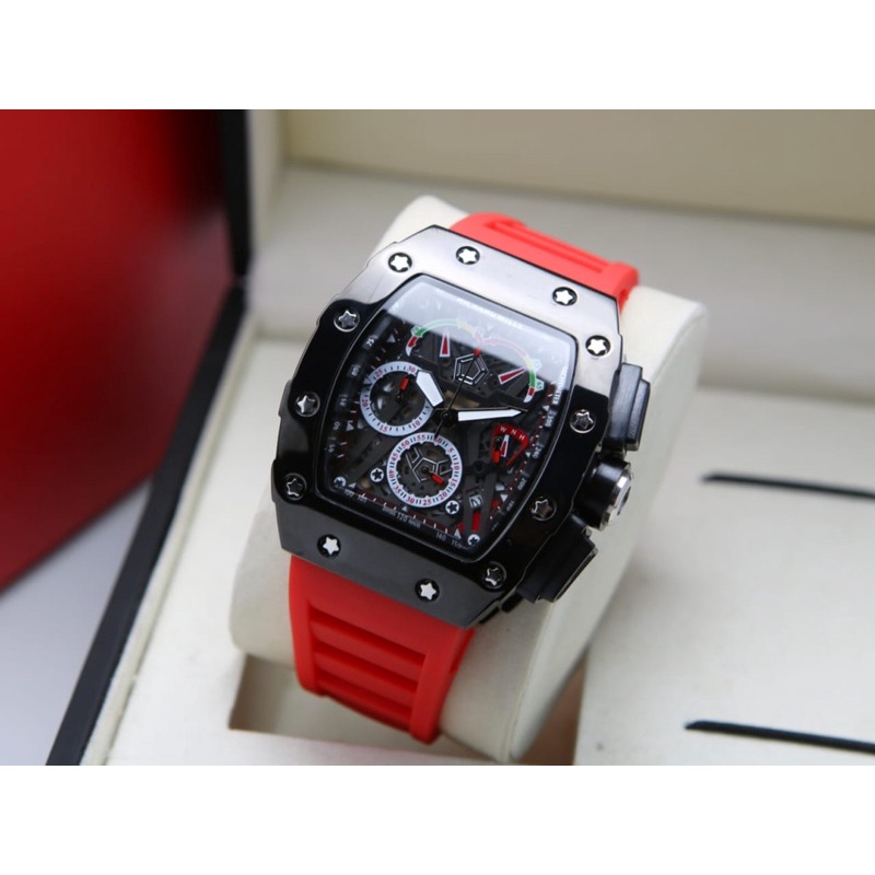 jam pria RM chrono aktif tgl fungsi bahan rubber diamater 4,3 cm free box