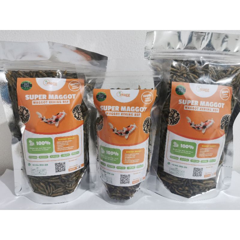 SUPER MAGGOT Kering BSF Makanan Ikan Koi
