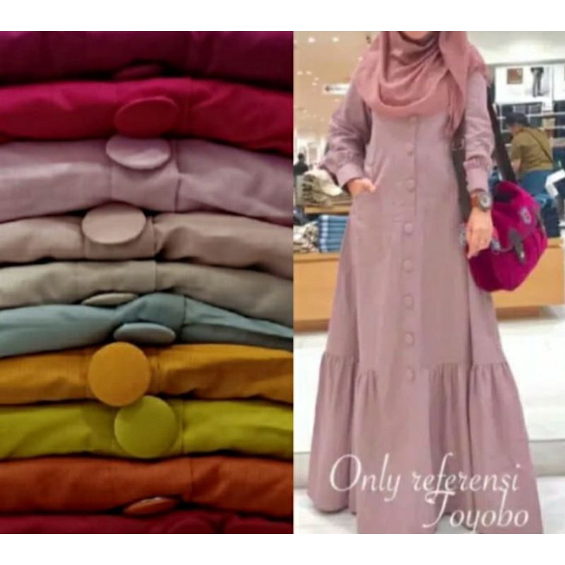 gamis toyobo kancing aktif rempel bawah