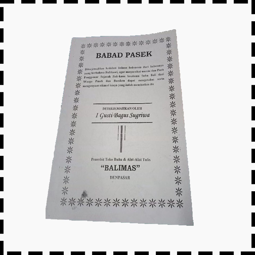 Buku Babad Pasek Agama Hindu I Gusti Bagus Sugriwa