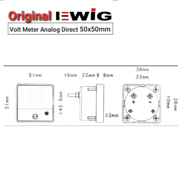 Volt Meter Analog EWIG 300V &amp; 500V 50x50mm.